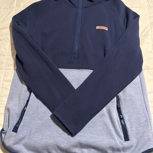 Vineyard Vines Women's Blue and Gray Zip-Up Sweater